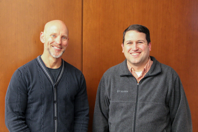Mark Beekhuizen, from left, IT Director for College of Law, and Jon Thomas, Director for Teaching & Learning Technologies Mark Beekhuizen, from left, IT Director for College of Law, and Jon Thomas, Director for Teaching & Learning Technologies