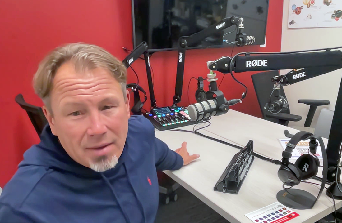 Tony Sams, DLT Learning Experience manager, gives a virtual tour of Kahlert Village's new podcast studio. Tony Sams, DLT Learning Experience manager, gives a virtual tour of Kahlert Village's new podcast studio.