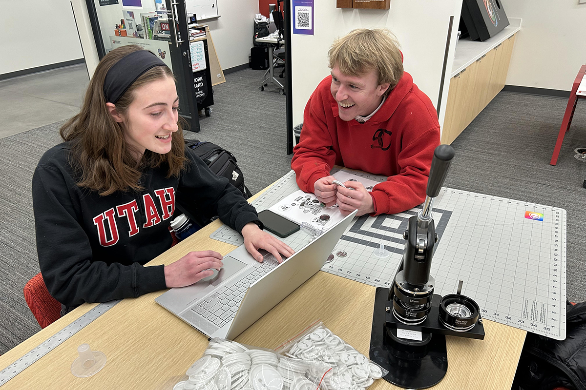 Adobe Creative Consultants Olivia Etz, left, and Canyon Sargent speak with each other at Adobe Creative Commons in Kahlert Village on January 17, 2025. Adobe Creative Consultants Olivia Etz, left, and Canyon Sargent speak with each other at Adobe Creative Commons in Kahlert Village on January 17, 2025.