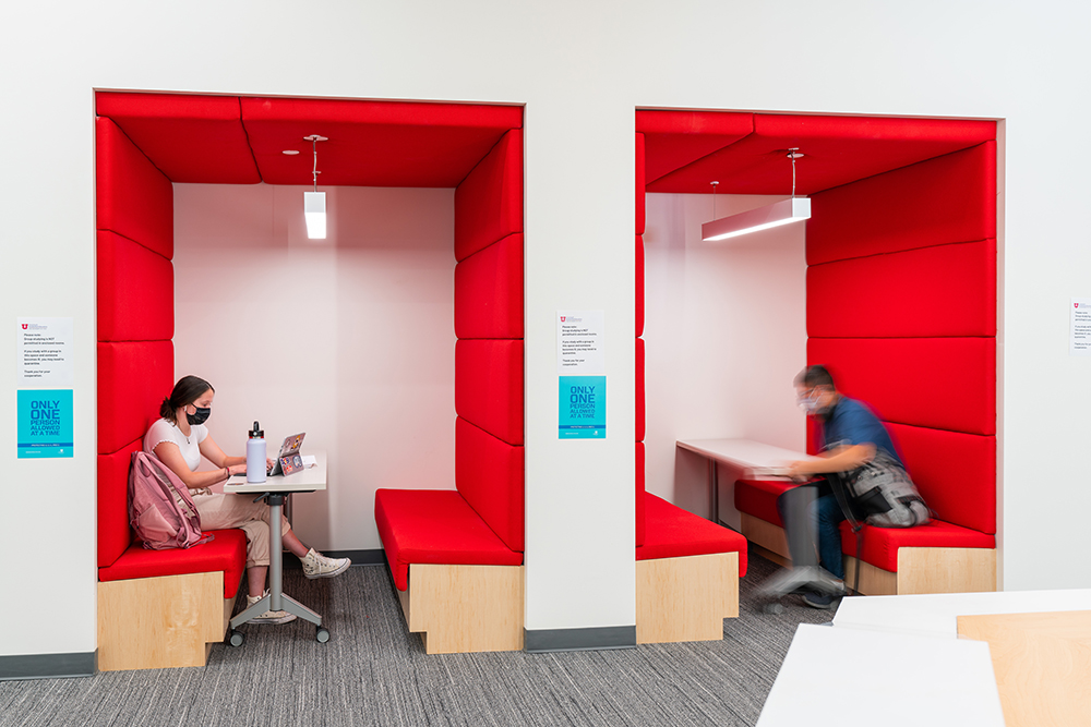 A study booth in Adobe Creative Commons (photo courtesy of the University of Utah) A study booth in Adobe Creative Commons (photo courtesy of the University of Utah)
