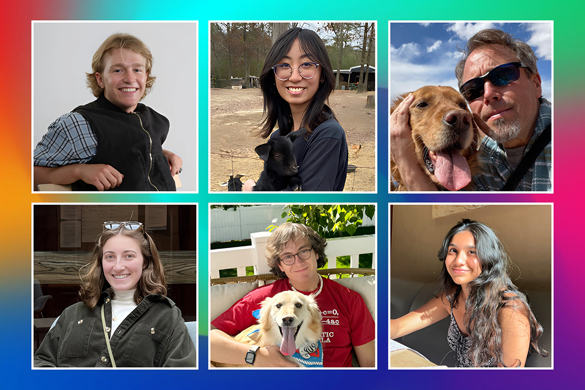 Clockwise from top right: Canyon Sargent, Kelly Dam, Tony Sams, Diya Mandot, Drew Dennison, and Olivia Etz. Sargent, Dam, Mandot, Dennison, and Etz are Adobe creative consultants in UIT Digital Learning Technologies (DLT); Sams is DLT Learning Experience Team manager. Clockwise from top right: Canyon Sargent, Kelly Dam, Tony Sams, Diya Mandot, Drew Dennison, and Olivia Etz. Sargent, Dam, Mandot, Dennison, and Etz are Adobe creative consultants in UIT Digital Learning Technologies (DLT); Sams is DLT Learning Experience Team manager.
