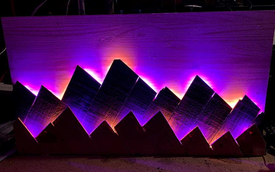 He controls the color of the lights with his phone, thanks to an Arduino microcontroller kit connected to an online service provided by Adafruit Industries.